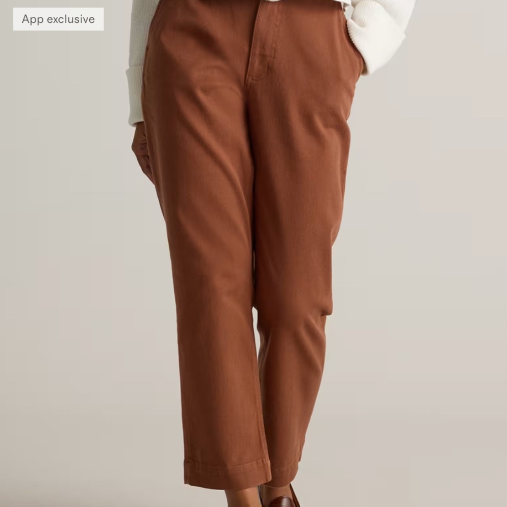 Quince Women’s Organic Stretch Cotton Twill Barrel Pant Rust Brown Size 27